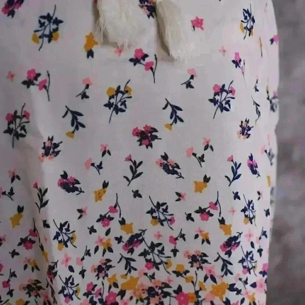 Old Navy Size L floral peasant blouse pink/gold florwers cream top - Picture 3 of 13